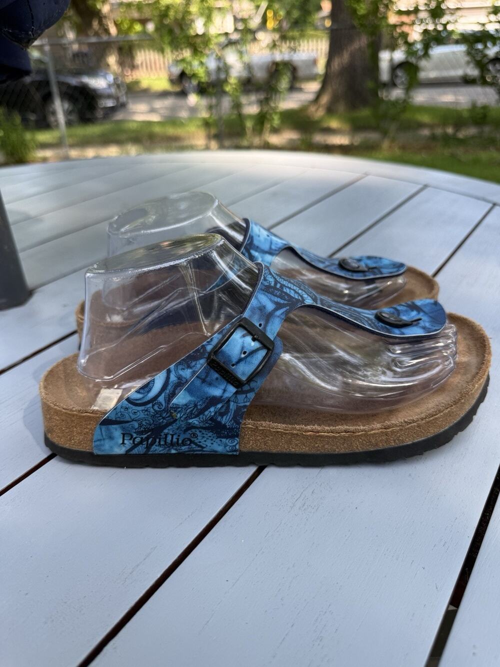 Birkenstock Papillio Gizeh Sandals Women’s Size 39/8 Blue Thongs Flats Buckle